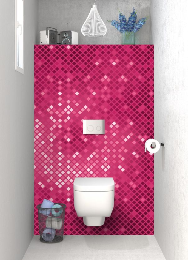 Panneau WC Diamants brillants couleur Saphir rose motif inversé