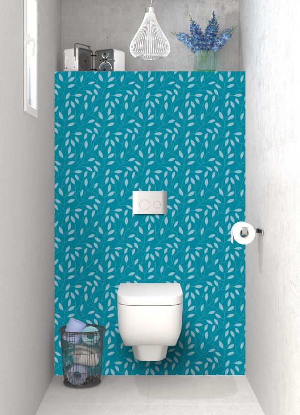 Panneau WC Rideau de feuilles  couleur Bleu paon