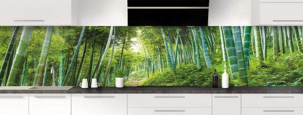 Crédence de cuisine Forêt de bambou vert panoramique motif inversé