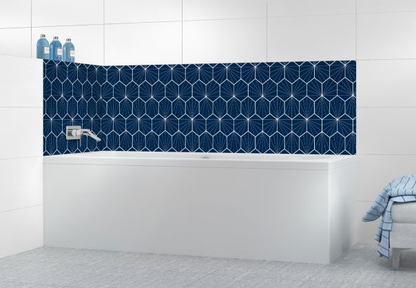 Panneau de bain Carreaux de ciment hexagonaux couleur Bleu nuit