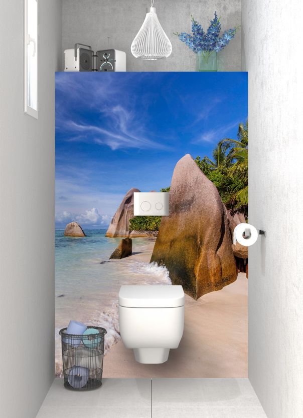 Panneau WC Entre plage et rocher motif inversé