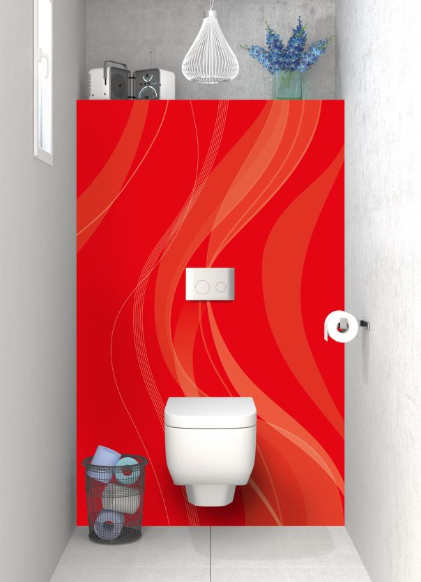 Panneau WC Voilage couleur Rouge vermillon motif inversé