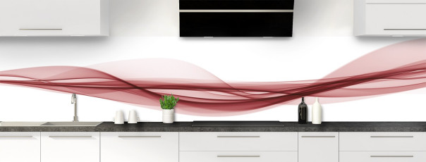 Crédence de cuisine Vaguelette couleur Rose grenade panoramique motif inversé