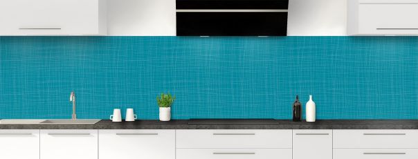Crédence de cuisine Imitation tissus couleur Bleu paon panoramique
