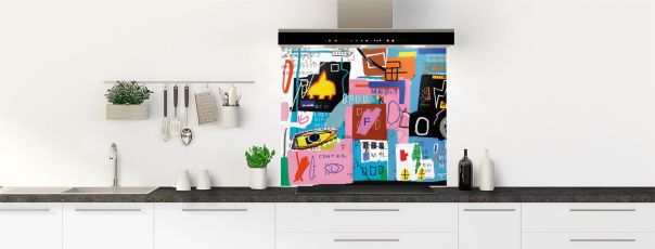 fond de hotte décoré par un artiste avec des tags et des graffitis dans une ambiance tendance.