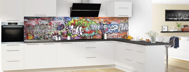 Crédence de cuisine Graffitis panoramique motif inversé en perspective