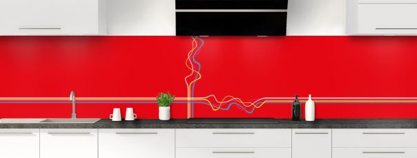 Crédence de cuisine Light painting couleur Rouge vermillon panoramique