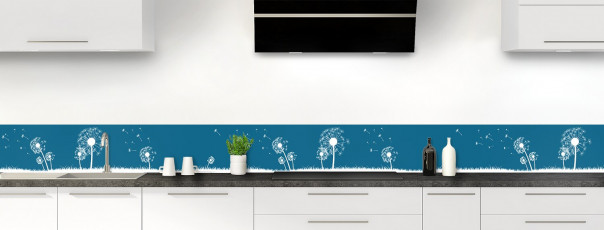 Crédence de cuisine Pissenlit au vent couleur bleu baltic dosseret motif inversé