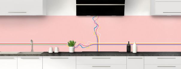 Crédence de cuisine Light painting couleur Quartz rose panoramique motif inversé
