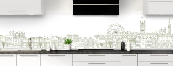Crédence de cuisine Londres couleur Vert sauge panoramique motif inversé