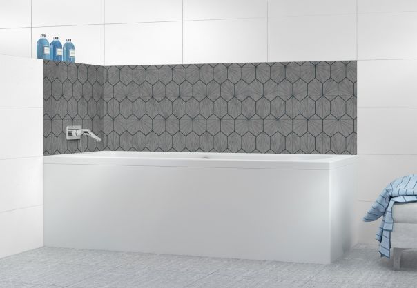Panneau de bain Carreaux de ciment hexagonaux couleur Gris pierre