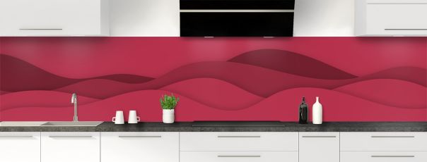Crédence de cuisine Vagues couleur Rose grenade panoramique motif inversé