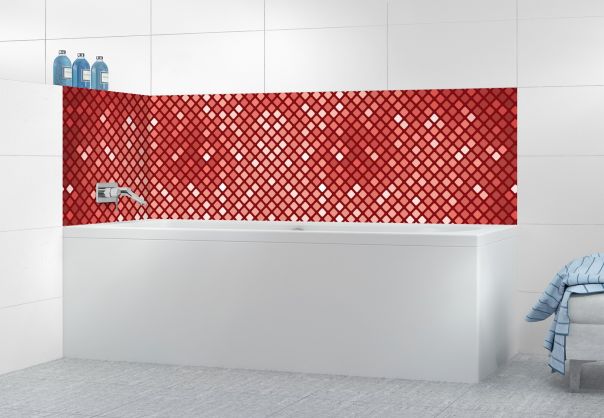 Panneau de bain Diamants brillants couleur Rouge grenat motif inversé