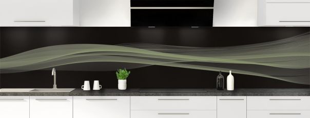 Crédence de cuisine Lignes design couleur Vert sauge panoramique motif inversé