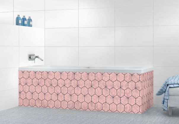 Panneau tablier de bain Carreaux de ciment hexagonaux couleur Quartz rose