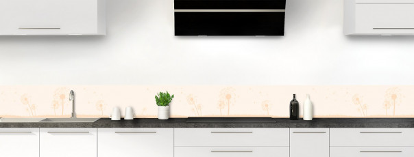 Crédence de cuisine Pissenlit au vent couleur magnolia dosseret motif inversé