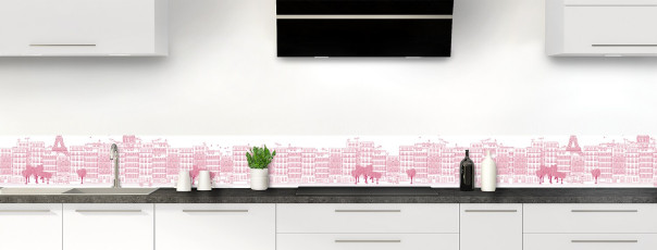 Crédence de cuisine La rue couleur Saphir rose frise
