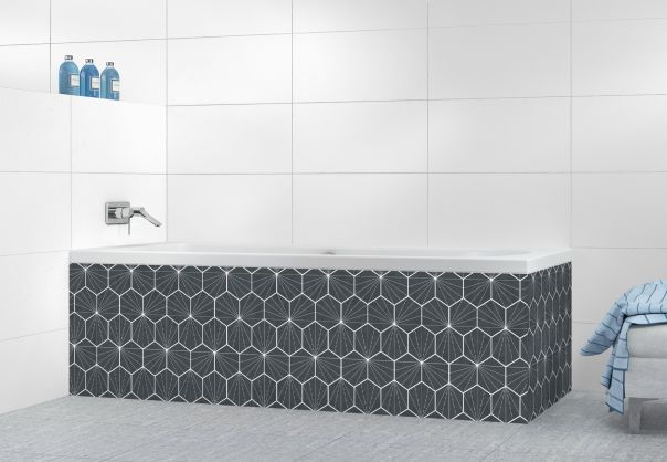 Panneau tablier de bain Carreaux de ciment hexagonaux couleur Gris anthracite
