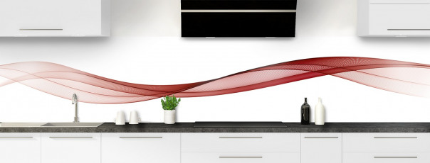 Crédence de cuisine Vague graphique couleur rouge carmin panoramique motif inversé