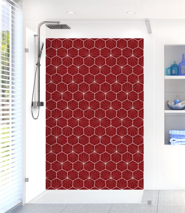 Panneau de douche Carreaux de ciment hexagonaux couleur Rouge grenat