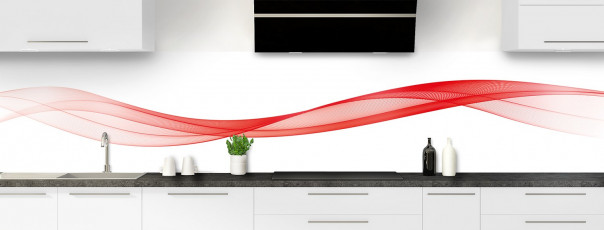 Crédence de cuisine Vague graphique couleur rouge vif panoramique motif inversé