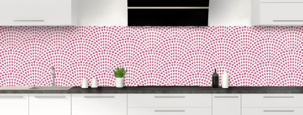 Crédence de cuisine Mosaique petits coeurs couleur Saphir rose panoramique
