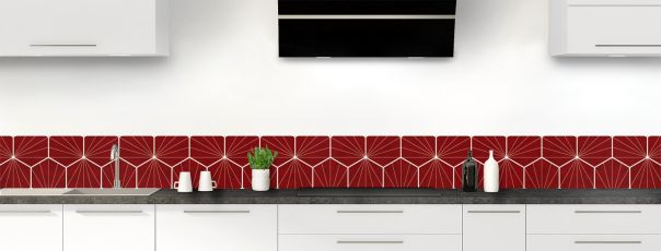 Crédence de cuisine Carreaux de ciment hexagonaux couleur Rouge grenat frise