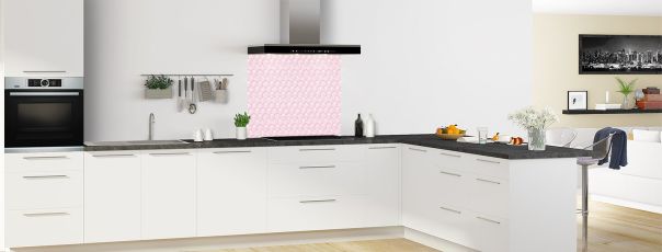 Crédence de cuisine Cubes rayés couleur Saphir rose fond de hotte en perspective