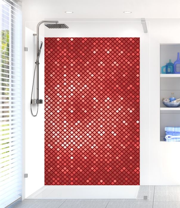 Panneau de douche Diamants brillants couleur Rouge grenat motif inversé