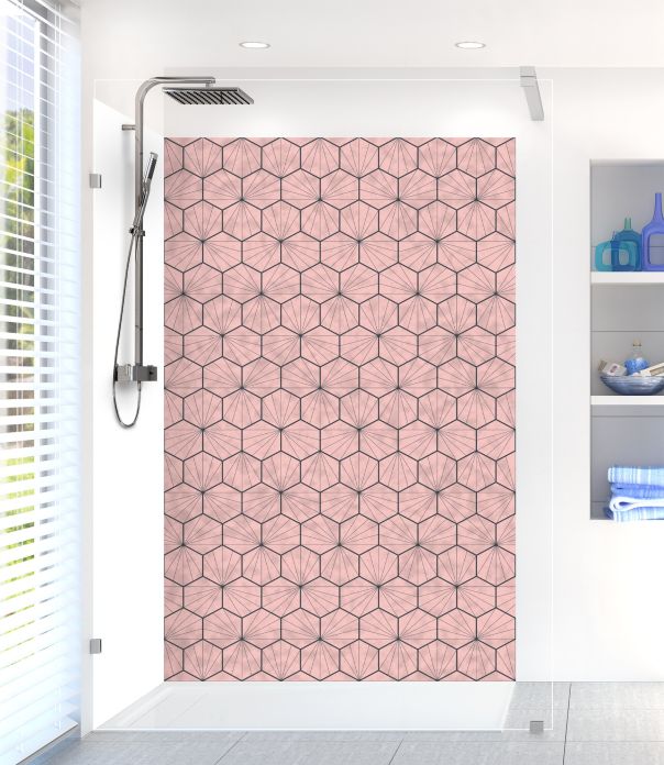 Panneau de douche Carreaux de ciment hexagonaux couleur Quartz rose