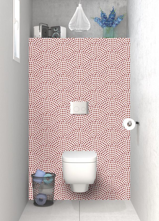 Panneau WC Mosaïque petits cœurs couleur Rouge grenat