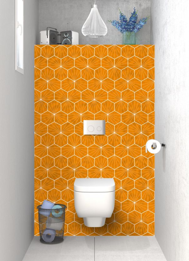 Panneau WC Carreaux de ciment hexagonaux couleur Citrouille