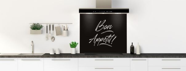 Crédence de cuisine Bon appétit couleur Noir fond de hotte