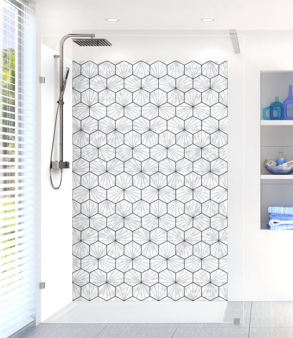 Panneau de douche Carreaux de ciment hexagonaux couleur Blanc