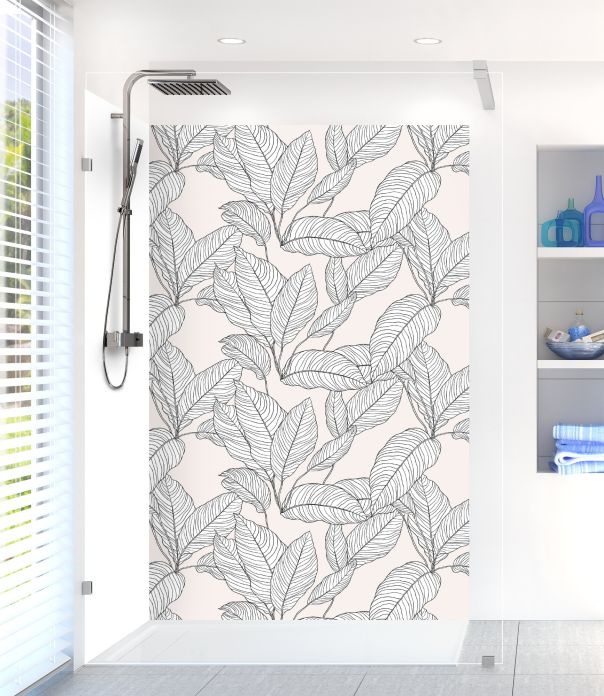 Panneau de douche Feuilles au trait motif inversé