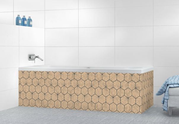 Panneau tablier de bain Carreaux de ciment hexagonaux couleur Coquille d'oeuf