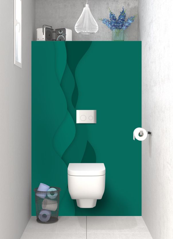 Panneau WC Vagues couleur Vert jade motif inversé