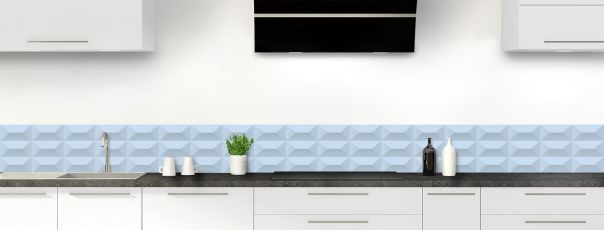 Crédence de cuisine Briques en relief couleur Bleu dragée frise