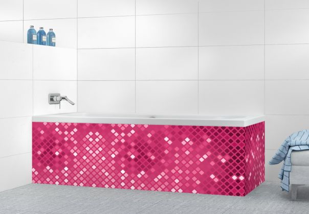 Panneau tablier de bain Diamants brillants couleur Saphir rose