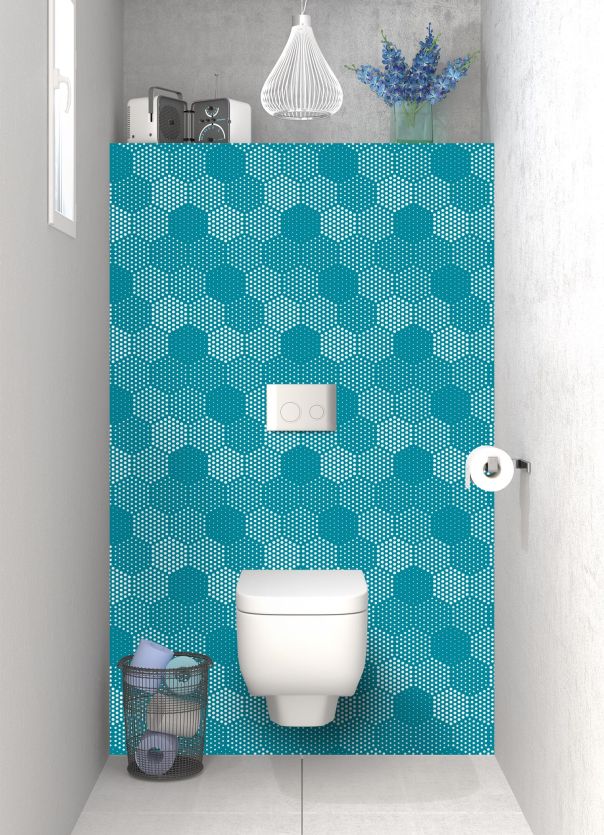 Panneau WC Camaïeu hexagone couleur Bleu paon