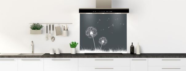 Crédence de cuisine Pissenlit au vent couleur Gris anthracite fond de hotte