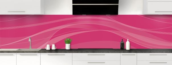 Crédence de cuisine Voilage couleur Saphir rose panoramique motif inversé