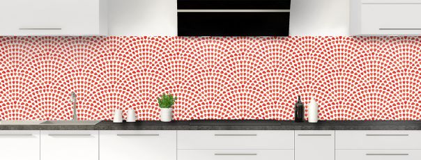 Crédence de cuisine Mosaique petits coeurs couleur Rouge vermillon panoramique