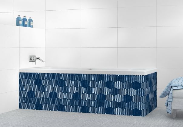 Panneau tablier de bain Camaïeu hexagone couleur Bleu nuit