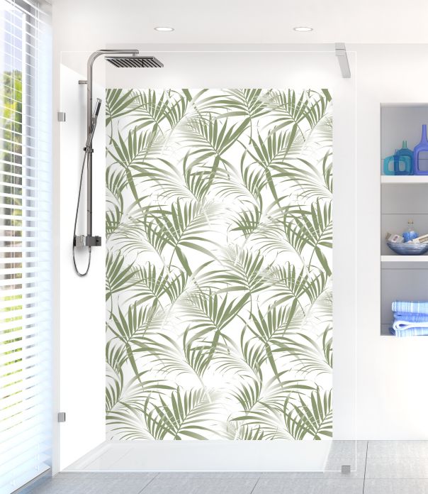 Panneau de douche Feuilles tropicales couleur Vert sauge