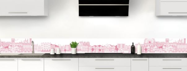 Crédence de cuisine Londres couleur Saphir rose frise motif inversé