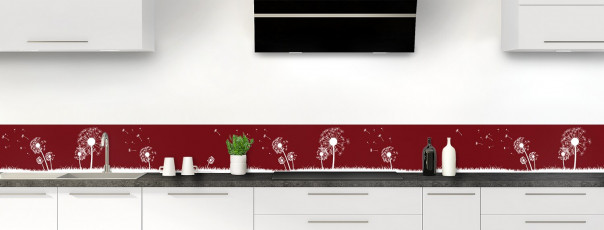 Crédence de cuisine Pissenlit au vent couleur rouge pourpre dosseret motif inversé