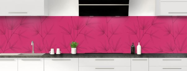 Crédence de cuisine Brindilles couleur Saphir rose panoramique