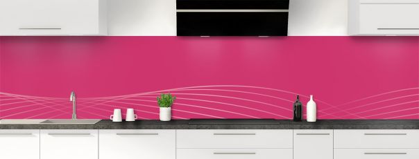 Crédence de cuisine Courbes couleur Saphir rose panoramique motif inversé