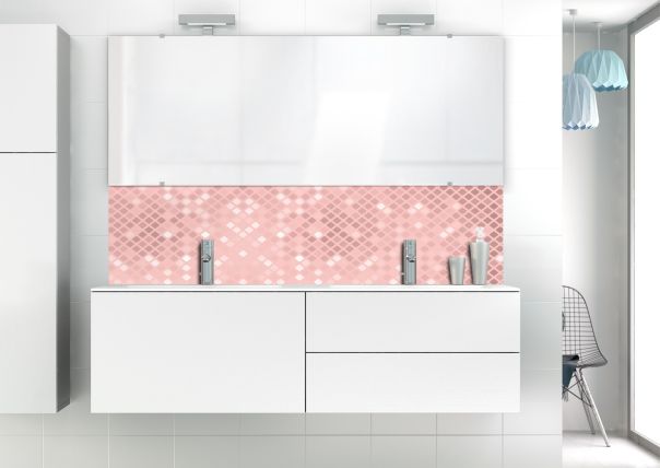 Panneau vasque Diamants brillants couleur Quartz rose motif inversé
